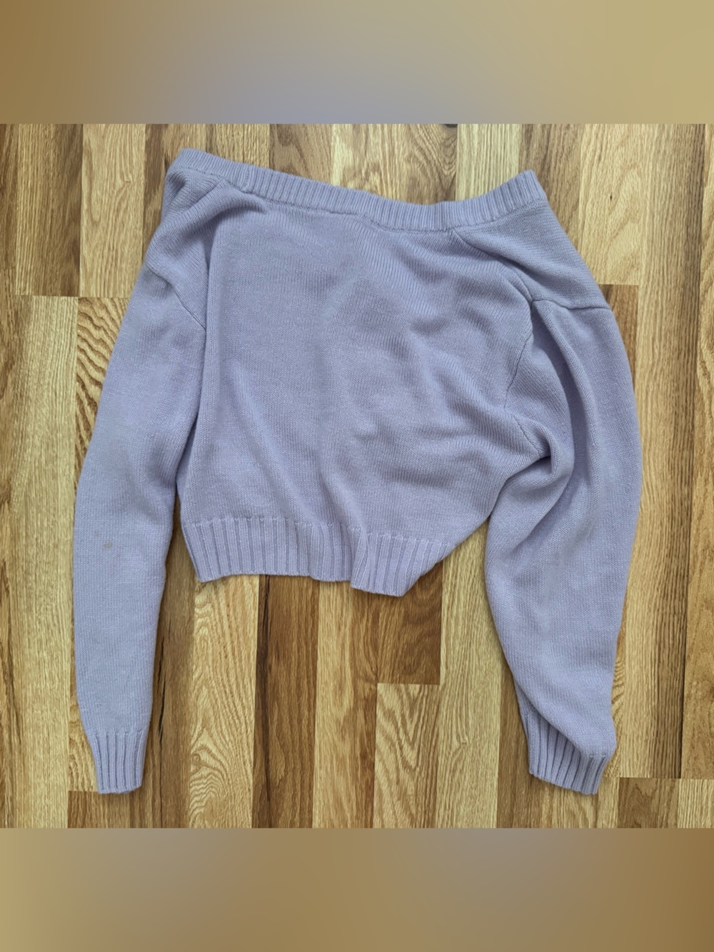 Cropped Lavender Button-Front V-Neck Sweater - Picture 2 of 2